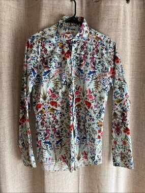 Kurt River Slim Fit Floral and Birds -Print Long-Sleeve Button Up Shirt